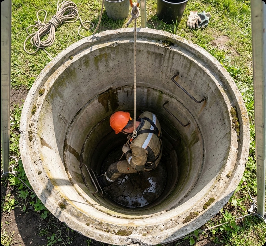 Чистка колодца от ила и загрязнений